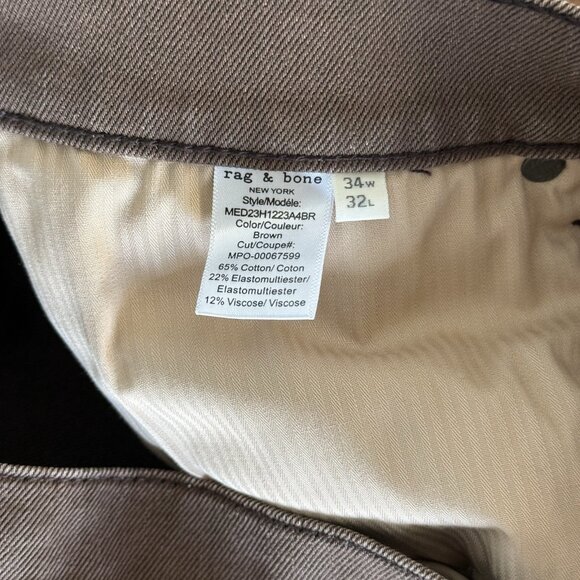 Rag & Bone Jeans Mens 34x32 Brown Fit 2 Slim Travel Preppy Casual Pants - Picture 11 of 14